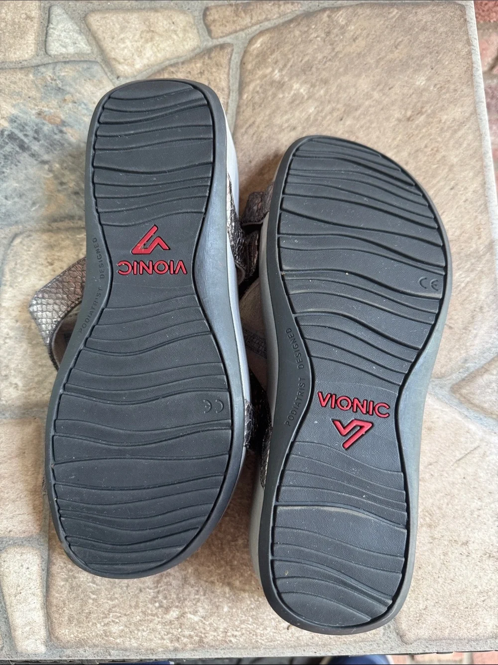 Vionic Ellie Silver Snake-Print Slide Sandals - Picture 3 of 4